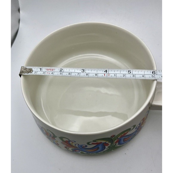 Vtg Villeroy & Boch Rooster Design Fondue Pot With Glass Insert & Lid Porcelain - Picture 7 of 16